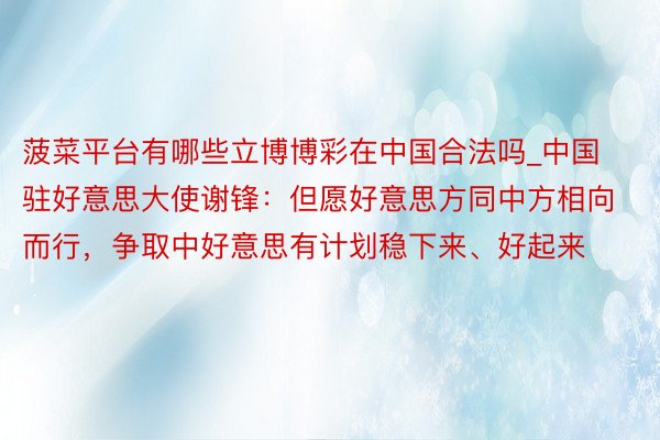 菠菜平台有哪些立博博彩在中国合法吗_中国驻好意思大使谢锋：但愿好意思方同中方相向而行，争取中好意思有计划稳下来、好起来